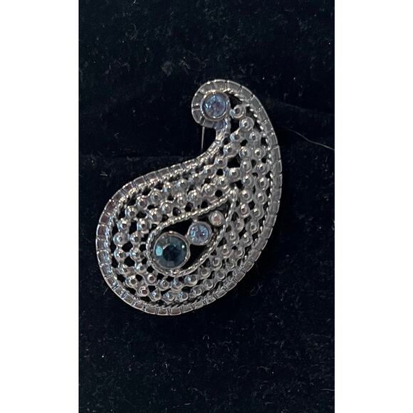 NWOT Crystal Paisley Clear and Blue Rhinestones - Picture 3 of 7